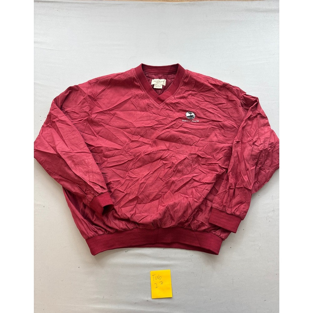 Pebble Beach Classic Mens XL Burgundy Red V-Neck Golf Windshirt Pullover Logo